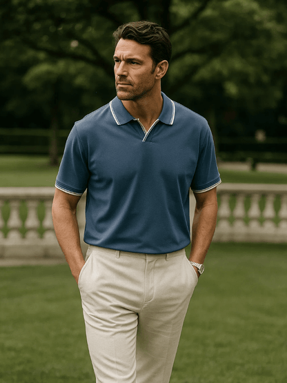 Timeless Black V-Neck Polo - Manly Man
