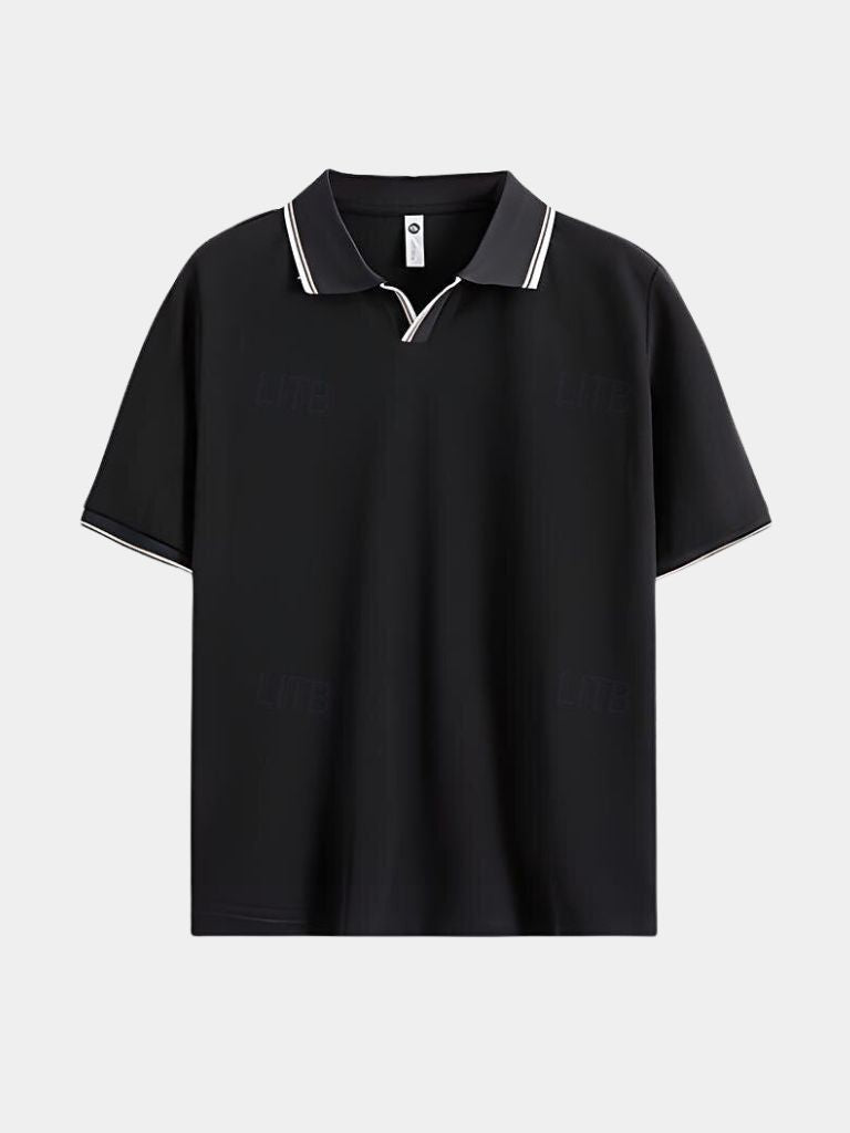 Timeless Black V-Neck Polo - Manly Man