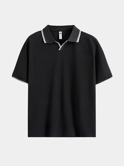 Timeless Black V-Neck Polo - Manly Man