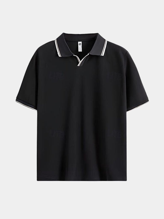Timeless Black V-Neck Polo - Manly Man