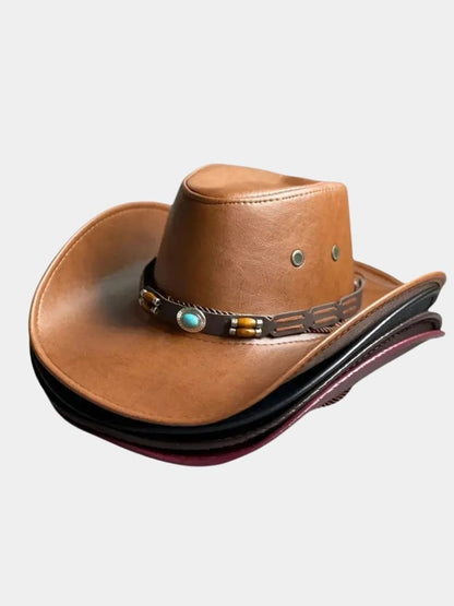 Sombrero de cuero de vaquero occidental - Manly Man