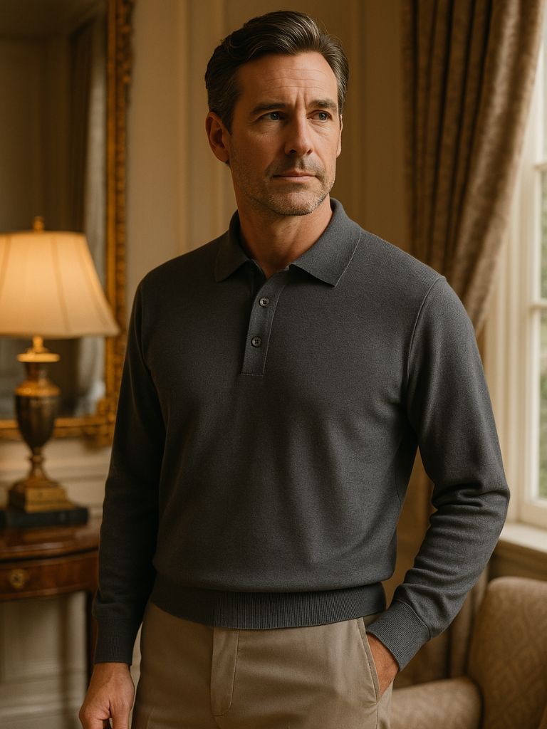 Wool Knit Button Up Polo Pullover - Manly Man