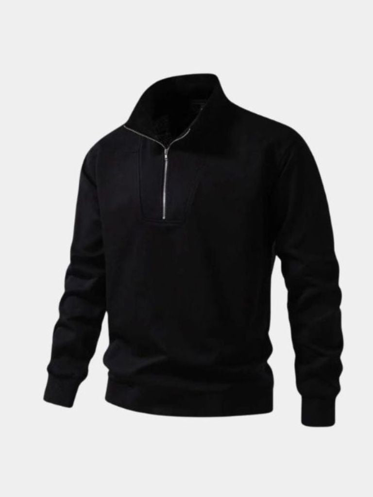 Sudadera deportiva con capucha y solapa negra y cremallera - Manly Man 