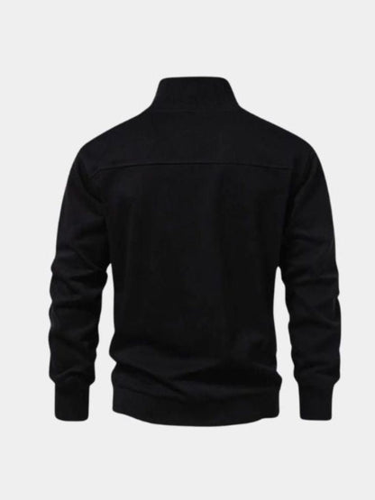 Sudadera deportiva con capucha y solapa negra y cremallera - Manly Man 