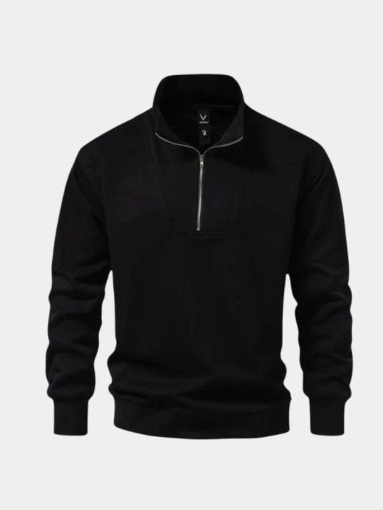 Sudadera deportiva con capucha y solapa negra y cremallera - Manly Man 