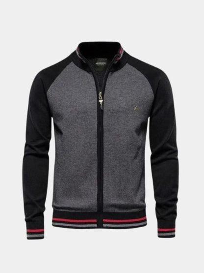 Zipper Color Block Standing Collar Cardigan Sweater - Manly Man