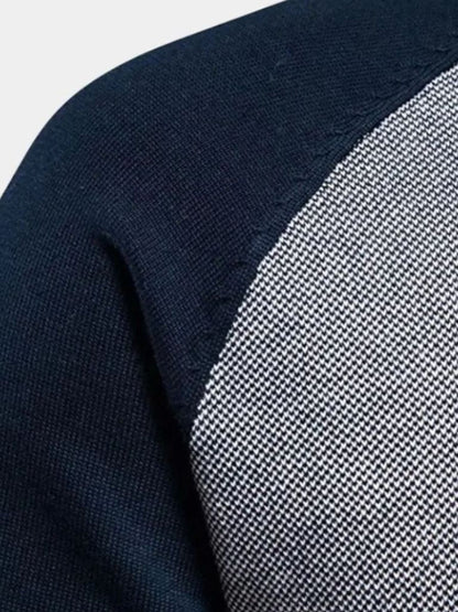 Zipper Color Block Standing Collar Cardigan Sweater - Manly Man